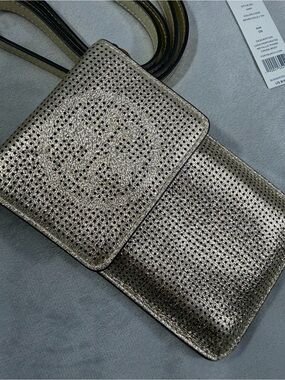 Tory Burch Metallic Perforated Phone Crossbody - Light Gold

Style: 34611